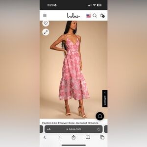 Lulus lace up midi dress. Rose color. Size XS